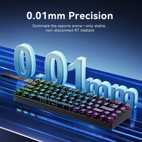 Ajazz AK680 V2 HE - 65% Bedraad Gaming Toetsenbord - Magnetische Toetsen - Hall Effect - Rapid Trigger - QWERTY - Zwart contourlijn