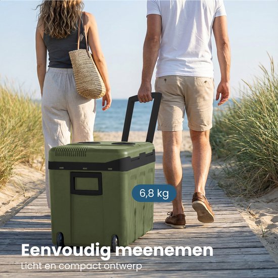 Auronic Koelbox Elektrisch 12V en 230 volt - 40L - Auto - Camping Koelkast - Koelen en Verwarmen - Frigobox - Groen
