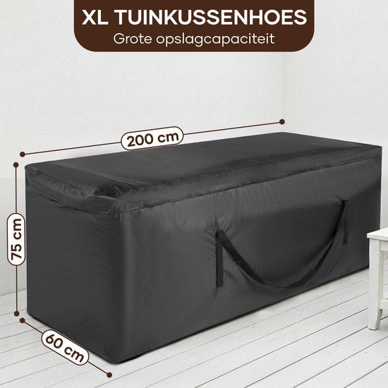 Villux Tuinmeubelhoes Kussen - Tuinkussen Hoes - Waterdicht - 420D - Tuinkussenhoes Opbergtas - Tuinkussentas - Beschermhoes Tuinmeubelen - Hoes Voor Tuinkussens - Beschermhoes Loungeset - 200cmx75cmx60cm
