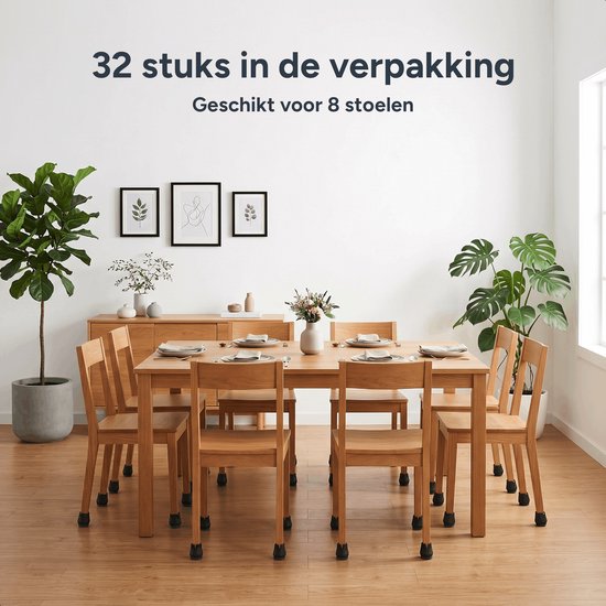 Stoelpoot beschermers - 32 stuks - Sokken - Stoelpootdoppen - Viltjes - Stoeldoppen - Stoelviltjes - Stoel - Rond - Stoelpoten beschermers - Dopjes - Sokjes - Vilt