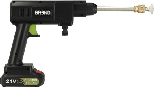 BREND BR-2235 Draadloze Hogedrukreiniger met Accu en Verstelbaar Mondstuk - 3 Sproeipatronen – Aanzuigslang en Fles - Zwart
