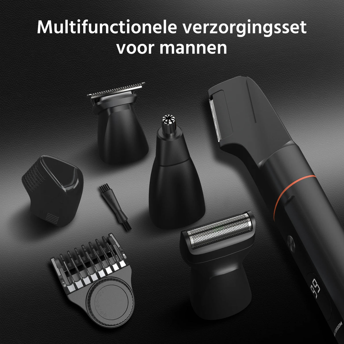 MAXGROOM 7-in-1 Body Groomer - Draadloos - 1-9 mm - IPX6 Waterdicht - 90 min - LED-display - Magnetische Opzetstukken