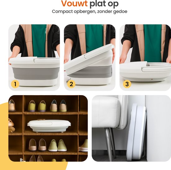 Goliving Automatische Voetenbad - Incl. 3x Badzout - Voetmassage Apparaat - Inklapbaar Voetbad Met Massage - Verwarming tot 48°C- Afstandsbediening - Wit