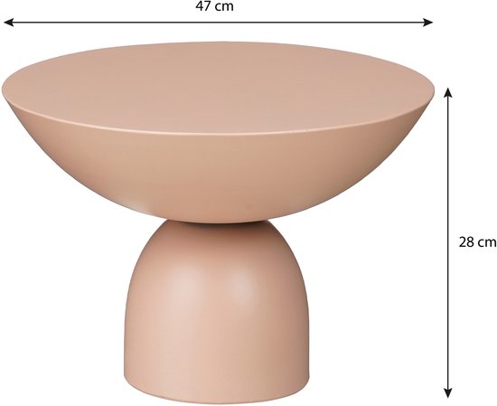Mica Decorations Celise Bijzettafel - H28 x Ø47 cm - Metaal - Lichtroze