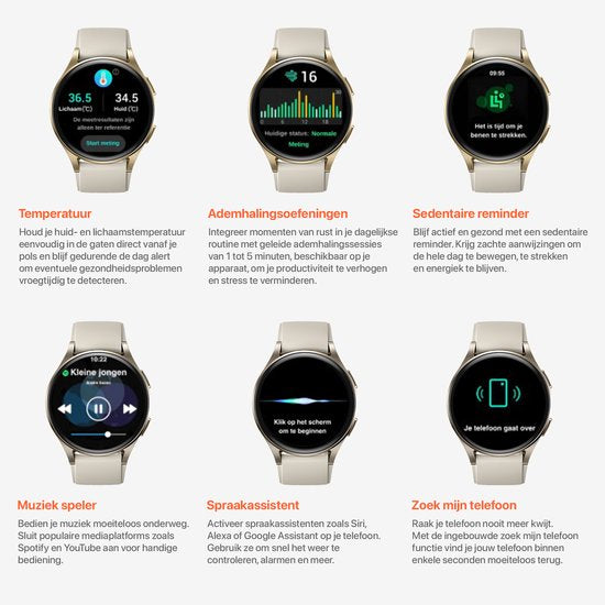 Otiume Zenith GTX05 – Smartwatch – 45mm Amoled Display – GPS – Bluetooth bellen – Goud