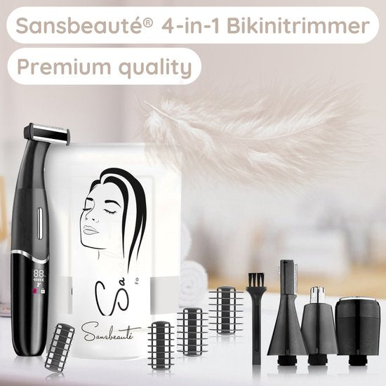 4-in-1 Bikinitrimmer - Sansbeauté® - Gezicht - Oksels - Benen - Bikinilijn - Wenkbrauw Trimmer - Gezichtsontharing Dames - Intieme Zone - Ladyshaves Bikini - Ontharingsapparaat Electrisch