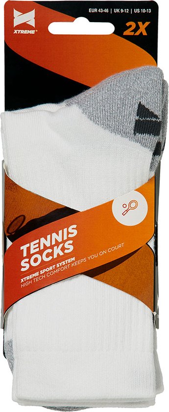 Tennissokken - Unisex - Multi wit - 35/38 - 2-Paar