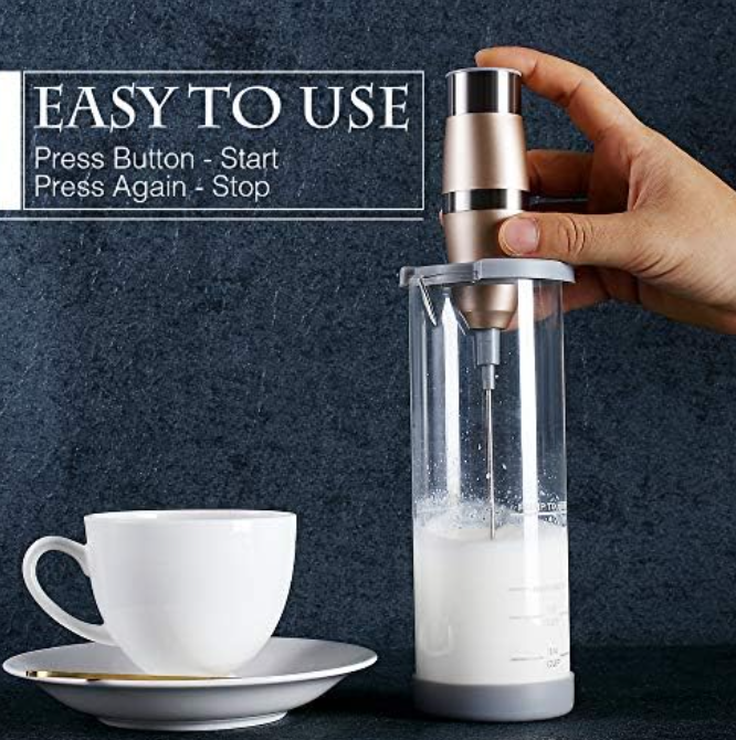 MUIFA Handmelkschuimer - 19.000 RPM - 500 ml Borosilicaatglas - RVS Garde - Batterij - Zilver