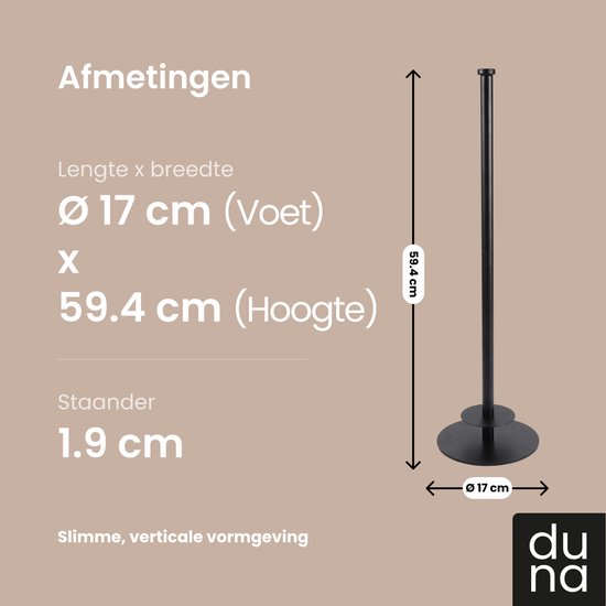 Duna Reserverolhouder - WC Rolhouder - Toiletrolhouder - Vrijstaand - Zonder Boren - Zwart