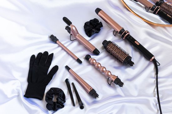 Sansbeauté® 6 in 1 Krultang met Klem - Keramische Haarkruller - 13mm tot 38mm - Föhnborstel Kort Haar - Warmteborstel - Krultangen - Thermal Brush - Haarstyler - Krulborstel 5 in 1