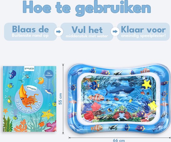 Spoused Waterspeelmat - Watermat - Speelmat baby - Speelkleed baby - Tummy Time - Luxe Geschenkdoos