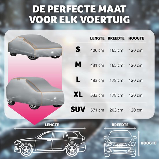 tectake® Auto beschermhoes hagelbescherming met schuimrubberen inzetstuk waterdicht ademend 571x 203x 120cm SUV / VAN Grijs