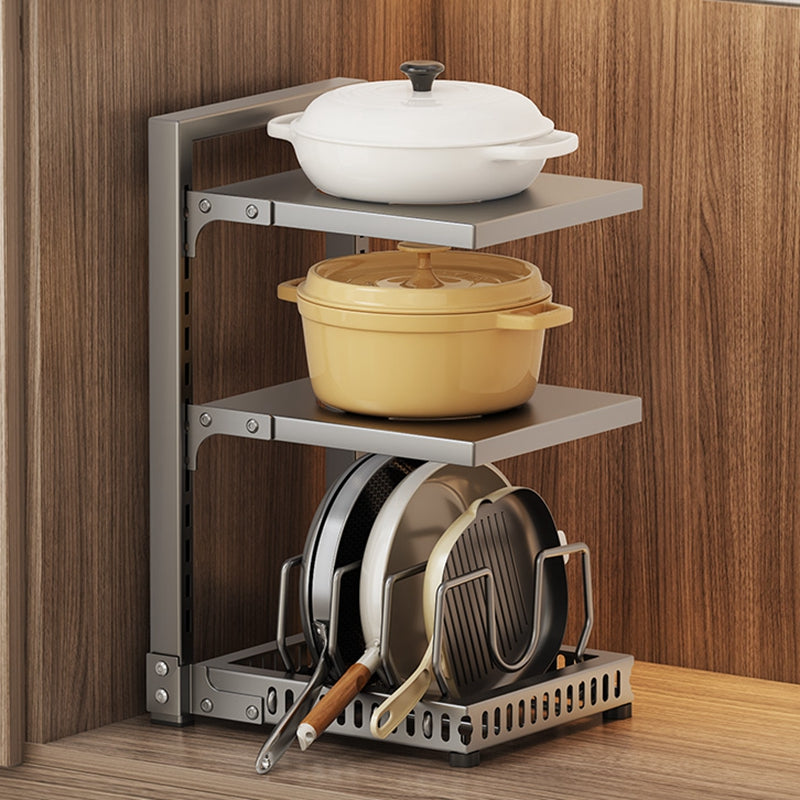 MAXCOOK 3-laags opbergrek van koolstofstaal voor potten & pannen verstelbaar voor keukenkast 23*28*43 cm