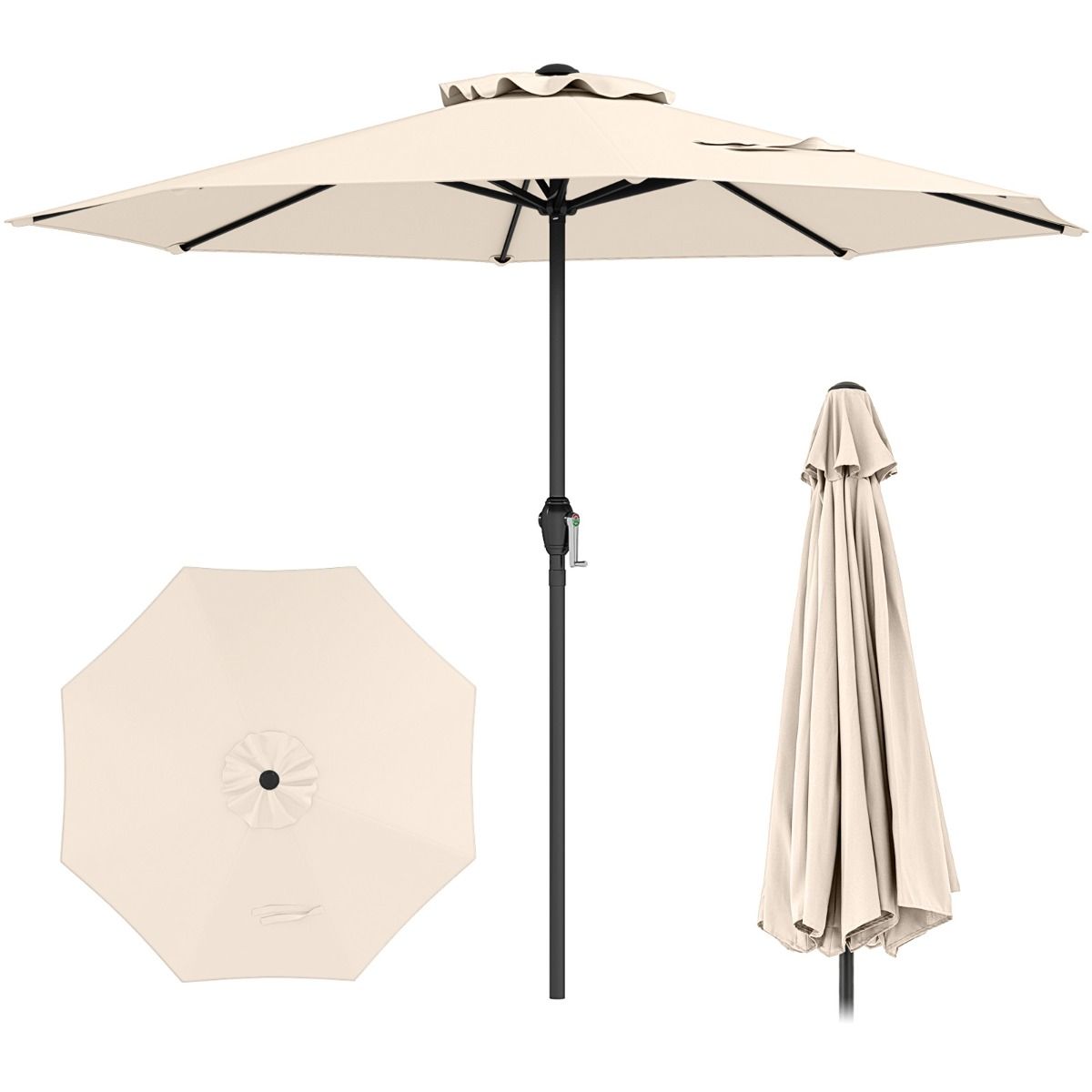 Coast Terrasparasol - met slinger - geventileerd ontwerp - 260 cm - beige