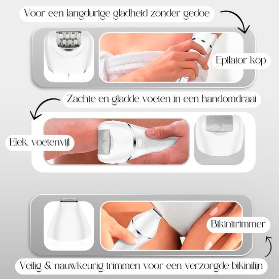Sansbeauté® 7 in 1 Ladyshave voor Vrouwen - Gezicht - Oksels - Benen - Epilator - Trimmer voor Vrouwen & Dames - Bikinitrimmer Dames - Trimmer Vrouw Intiem - Scheerapparaat Vrouw