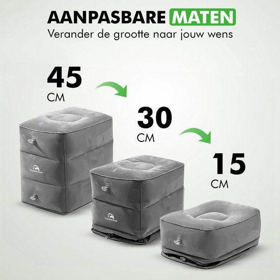 Travelhawk Opblaasbaar Vliegtuigbedje - Reiskussen - Voetkussen - Vliegtuig Bedje - Voetsteun - Voor Baby en Kinderen - 3 Standen - Auto/Trein/Bus - PVC - Grijs