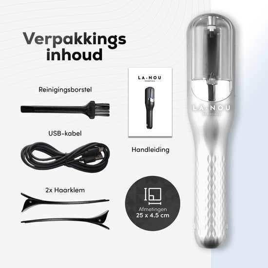 La Nou® Split Remover 4 - Split Ender - Incl. accessoires - Voor Gespleten Haarpunten - Split end Trimmer - Split remover - Zilver