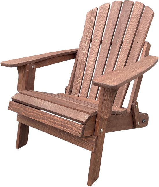 AXI Rosalie Adirondack Stoel Coffee – Houten loungestoel met armleuningen – Opklapbaar - Hoge rugleuning - Tuinstoel – 75,5 x 86,5 x 85 cm – FSC 100% Hemlockhout