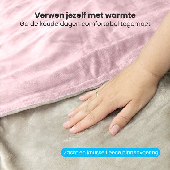 Auronic Elektrische Deken - 200x180cm - Warmtedeken - 2 Persoons - 3 Warmtestanden - Bovendeken - Met Timer - Verwarmingsdeken - Roze
