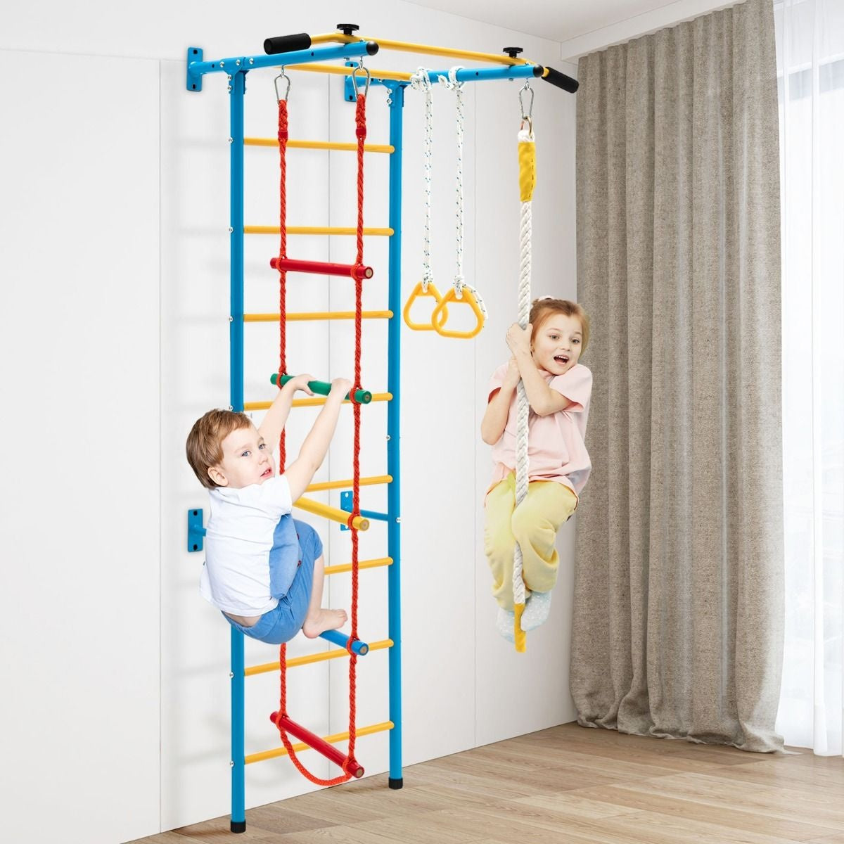 Coast Klimrek Voor Kinderen - Met Ringen - 110 x 83 x 220 cm - Geel