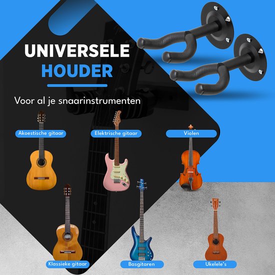 Finesse Gitaar Muurbeugel - 2-Pack - met Plectrums - Wandbeugel - Gitaarstandaard