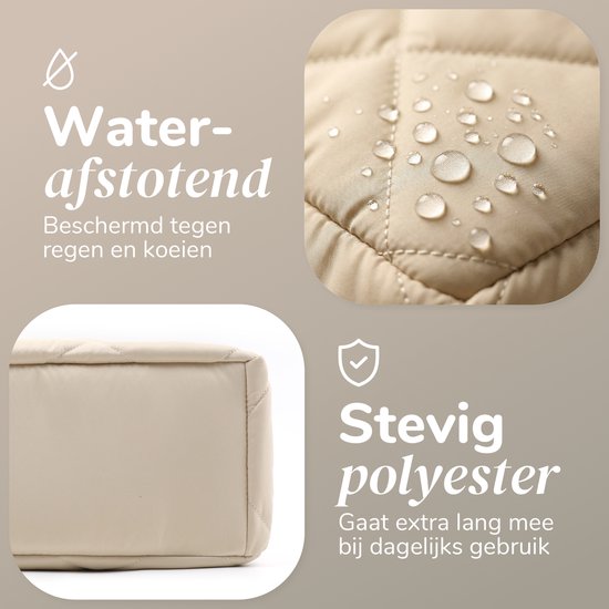 Mommsy Luiertas – Verzorgingstas – Mom Bag – Thermo Vak – Gewatteerde Puffer Stof – Mommy Bag – Extra Ruim – Waterafstotend – Organizer – Lichtgewicht– Beige