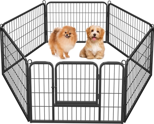 Yaheetech Veilig en Flexibel Hondenren / Dierenren met 6 Elementen 60 cm – Zwart – Metaal