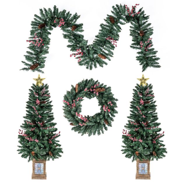 Coast Kerstdecoratie Set - Boom - Slinger - Krans - Entree - PVC - 4-delig