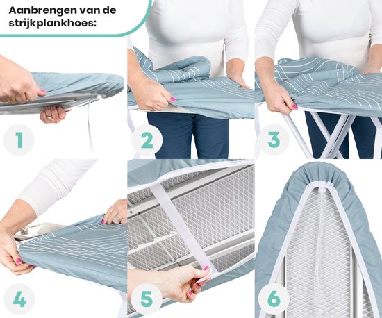 Loti Living Strijkplankhoes 124 x 38 cm - Breeze - Strijkplankovertrek - Complete set - Universeel