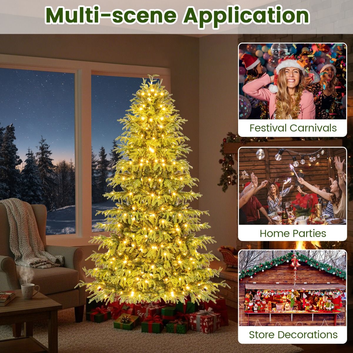 Coast Kunstkerstboom met verlichting - 180 cm - warmwitte LED-lampen - groen