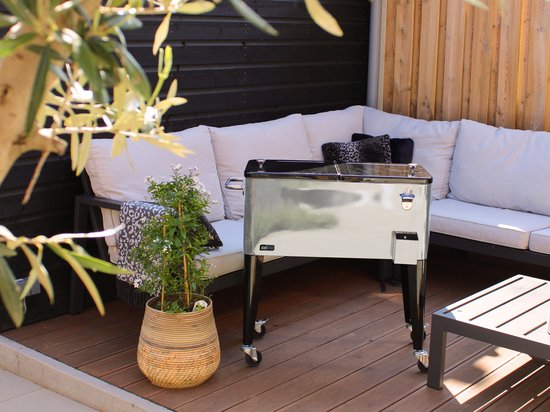 AXI Retro Cooler RVS - Koeler met wielen - 76L inhoud - Koelbox met aftapkraan