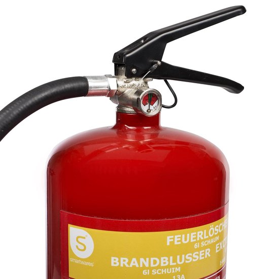 Smartwares 10.015.05 Brandblusser - 6 Liter - Schuim - Inclusief ophangbeugel - Brandklasse AB - BSI Gecertificeerd