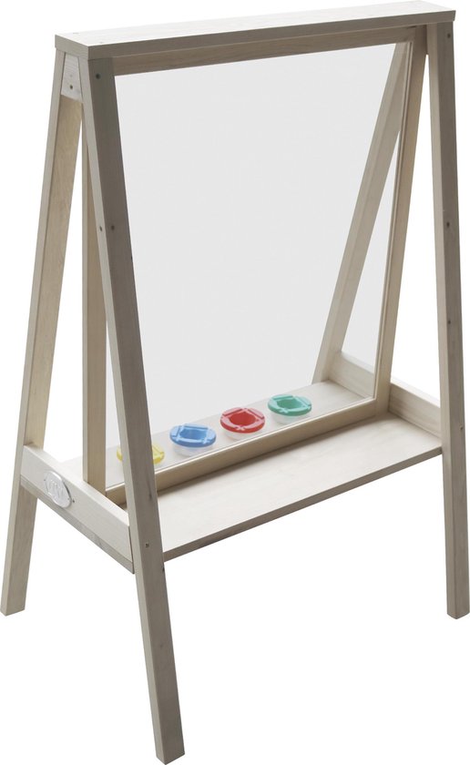 AXI Eric schildersezel van hout in Naturel Bruin - Schildertafel kind voor binnen & buiten met doek van plexiglas & 4 verfpotjes - 50x70x105cm