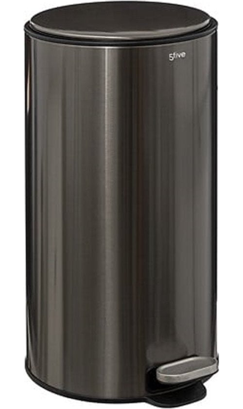 5Five Prullenbak/pedaalemmer Delta - titanium - metaal - 30 liter - 39 x 33 x 62 cm - keuken afvalbak