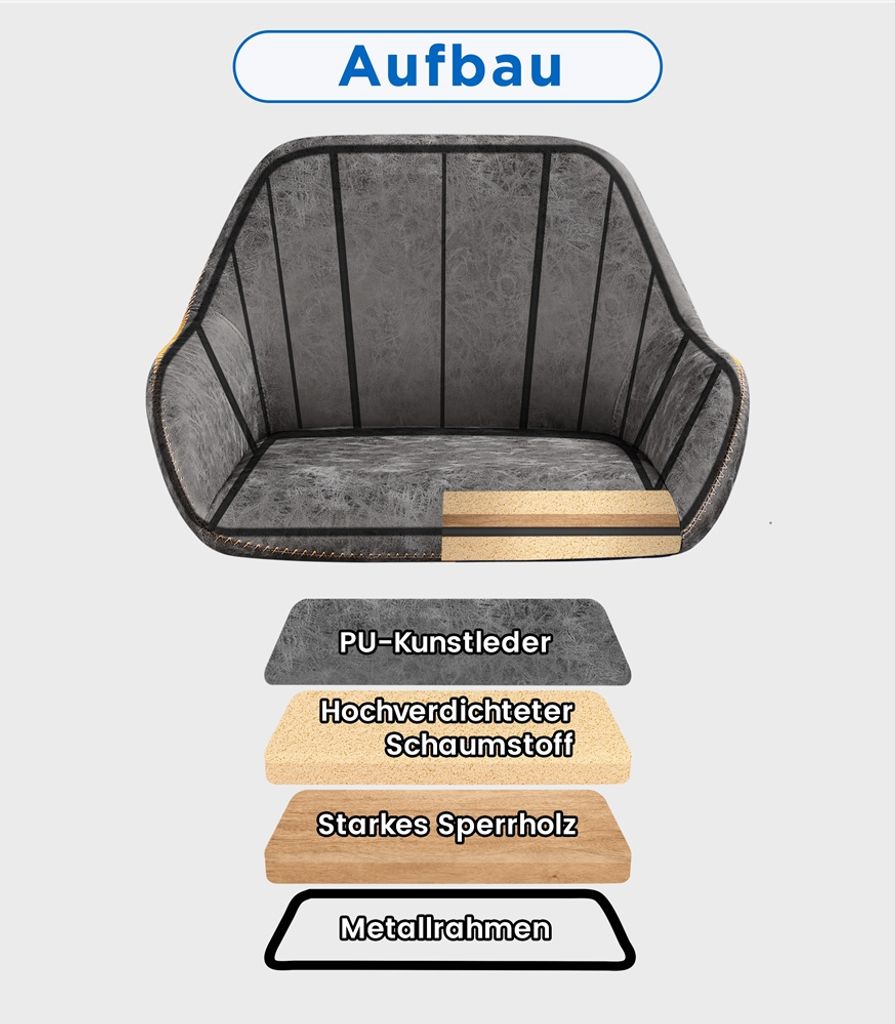 Yaheetech 2er Set Barkrukken met Rugleuning - Draaibaar 360° - In Hoogte Verstelbaar 87,5-107,5 cm - Kunstleer en Metaal - Grijs