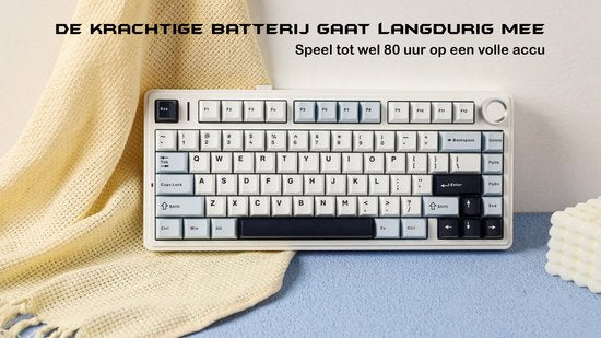 EPOMAKER x AULA F75 - Licht Blauw - Mechanisch Draadloos Toetsenbord - RGB - 75% - Qwerty - Gaming Keyboard - Reaper Switch