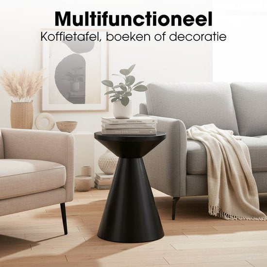 Mica Decorations Jim Bijzettafel - Bijzettafel Rond H45 x Ø31 cm - Ijzeren Tafeltje voor Woonkamer of Slaapkamer - Plantentafeltje - Nachtkastje Industrieel - Zwart