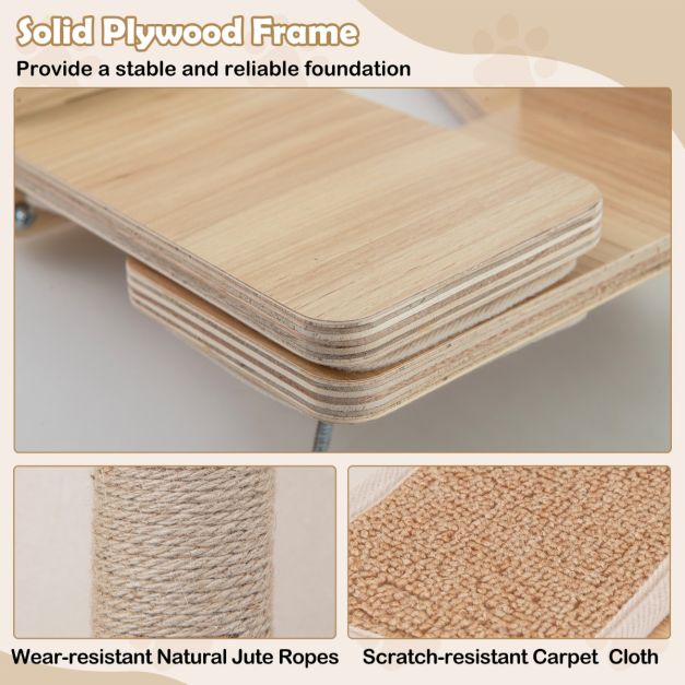 Coast Klimmuur Kat - 5 Delig - Wandmontage - Platforms - Jute - Hangmat - Natuur