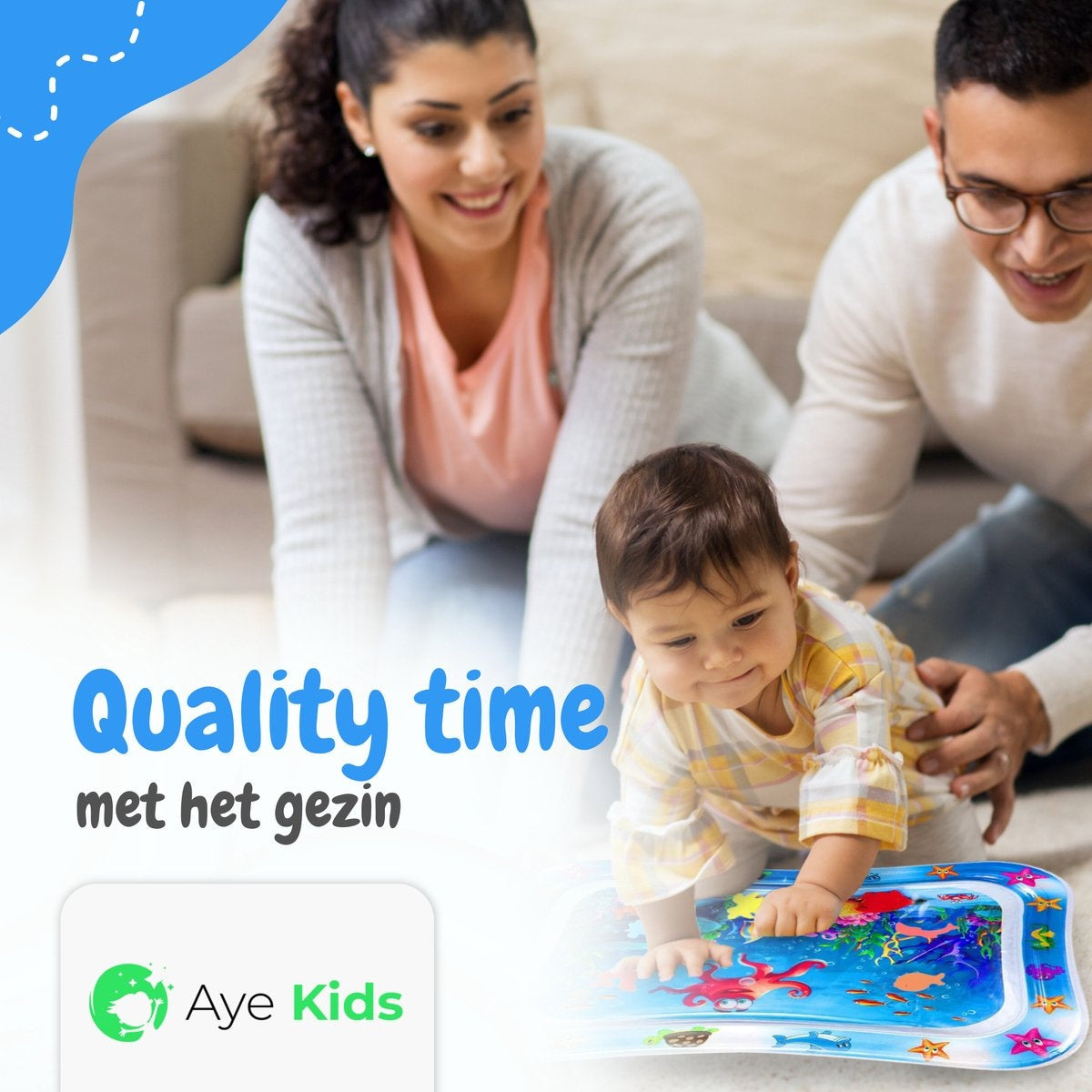AyeKids Waterspeelmat - Watermat - Speelkleed - Opblaasbaar - Watermat Baby - Blauw