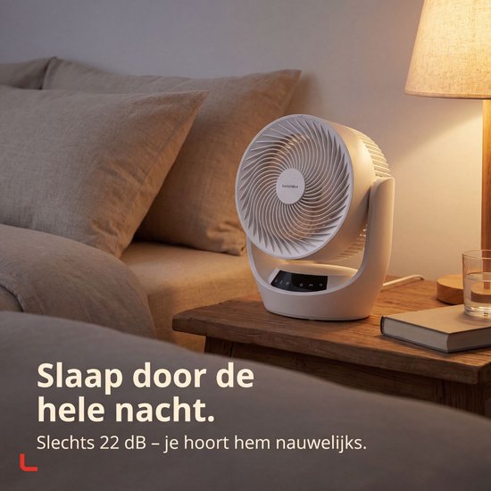 SwitchBot 22dB Draadloze Tafelventilator - Fluisterstille Oplaadbare USB Ventilator met App en Afstandsbediening - Stille Bureau Luchtcirculatie - 4 Standen & Timer - Wit