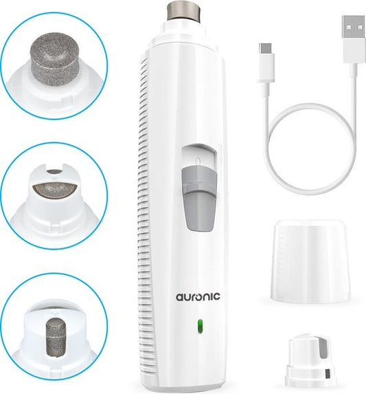 Auronic Elektrische Nagelvijl - voor Dieren - Oplaadbaar - Draadloos - Diamant Vijlkop - Hond/Katten - Wit