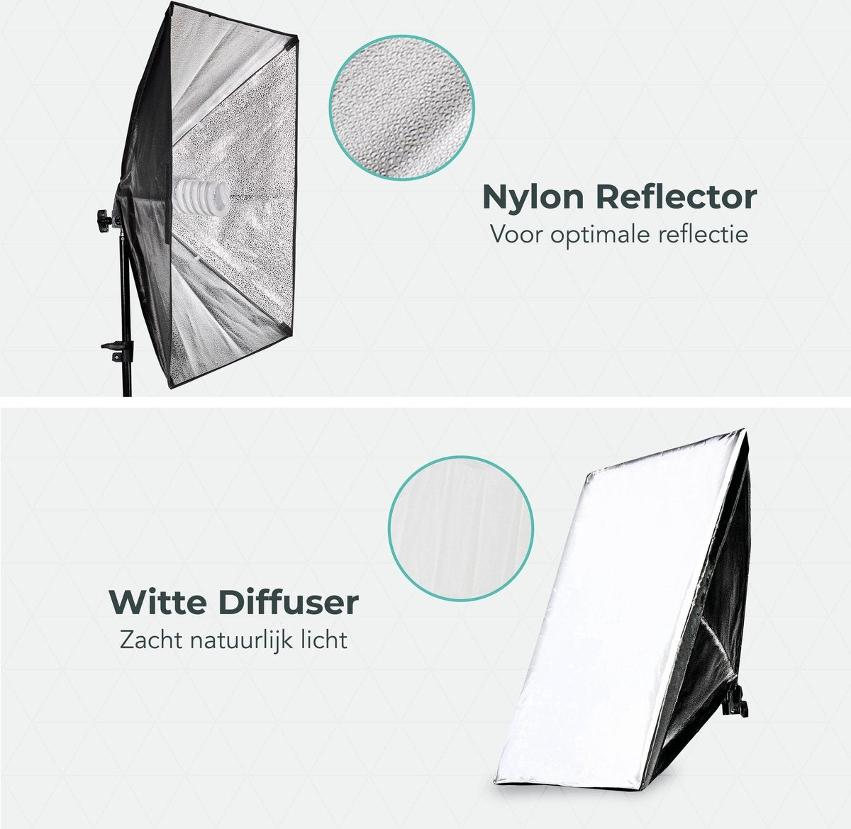 Auronic Softbox Studiolamp - Complete Set met Draagtas - 50x70 cm - Zwart
