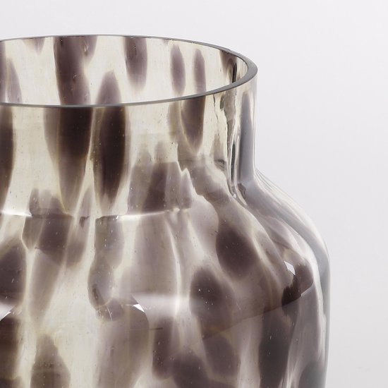 Mica Decorations Pantera Vaas - Glas - Bruin met Luipaardprint - 27x26 cm