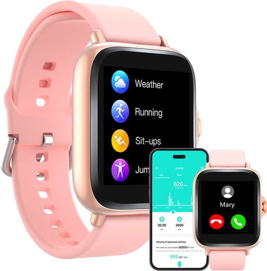 Denver Smartwatch Dames & Heren - Android & iOS - Volledige Belfunctie - Sporthorloge - Hartslagmeter - Stappenteller - Slaapmonitor - Social Media Activiteit - SWC156 - Roze