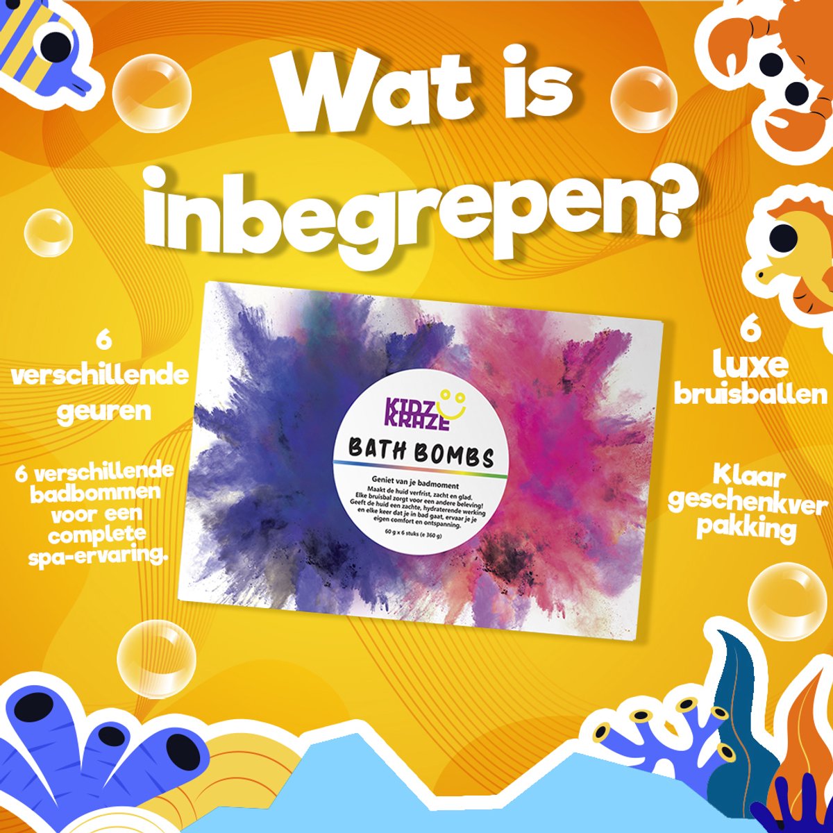 Kidzkraze Bruisballen 6 stuks - Bath Bombs voor Kinderen