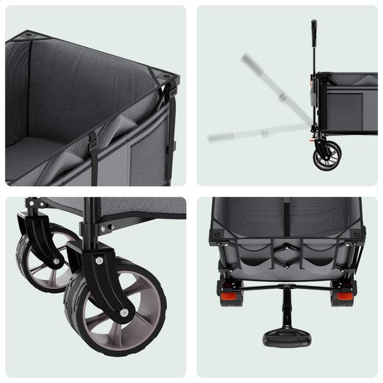 LifeGoods Bolderkar - XL - Opvouwbaar - 200L - 100KG Draagkracht - Grijs