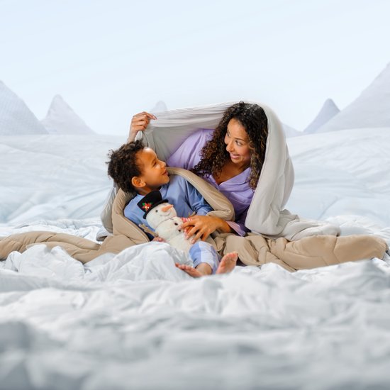 HappyBed Dekbed zonder overtrek 240x220 - Wasbaar Zomerdekbed - Bedrukt dekbed zonder hoes - Hoesloos Dekbed - Lits Jumeaux - Taupe
