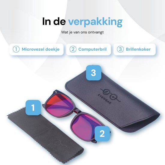 LC Eyewear Computerbril - Blauw Licht Bril Zonder Sterkte - Blue Light Glasses - Beeldschermbril Vierkant - Unisex Bril Zonder Sterkte - Rood