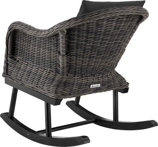 tectake - Wicker schommelstoel Rovigo met voetenbank Vibo - grijs - poly-rattan