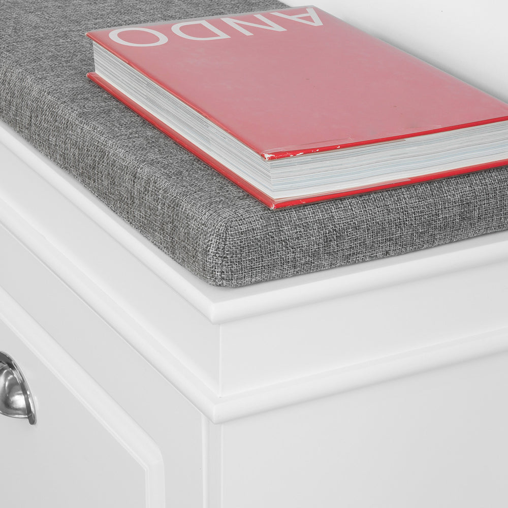 SoBuy FSR82-K-W Schoenbank Schoenenkast Met Gecapitonneerde Zitting En Bekleding Schoenbank
